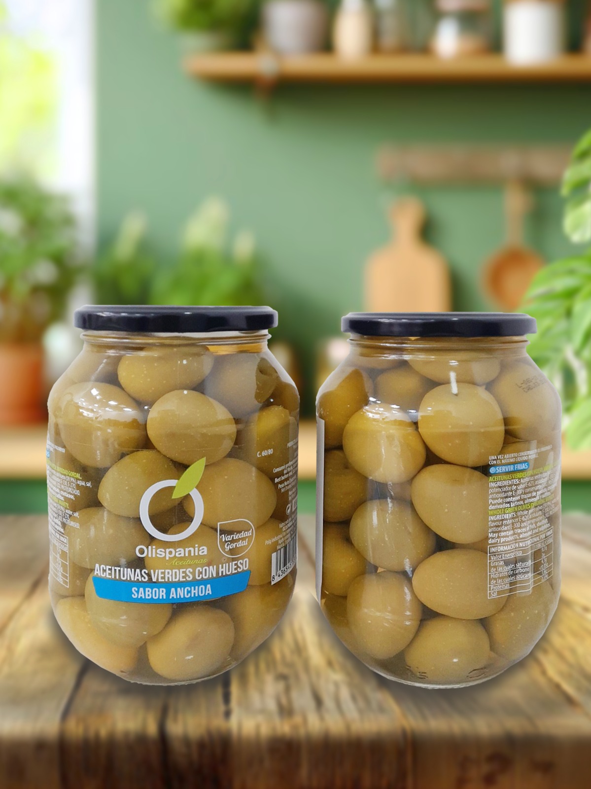 Azeitona Gordal com caroço / Aceitunas Verdes - Sabor Anchoa - 500 grs