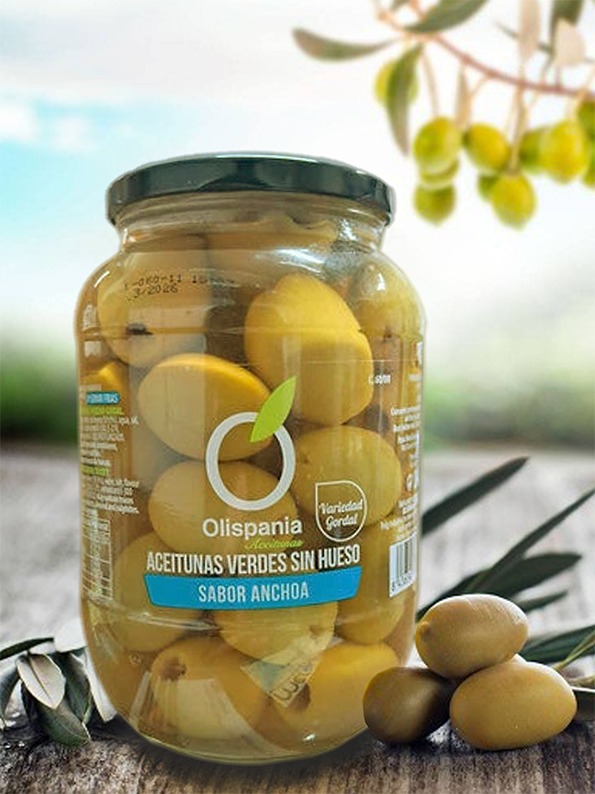 Azeitona Gordal sem caroço / Aceitunas Verdes - Sabor Anchoa - 400 grs